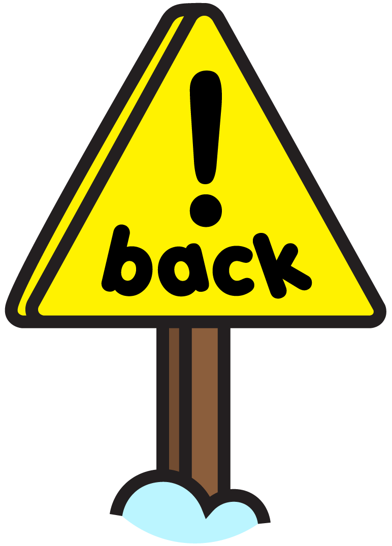 back button on yellow sign